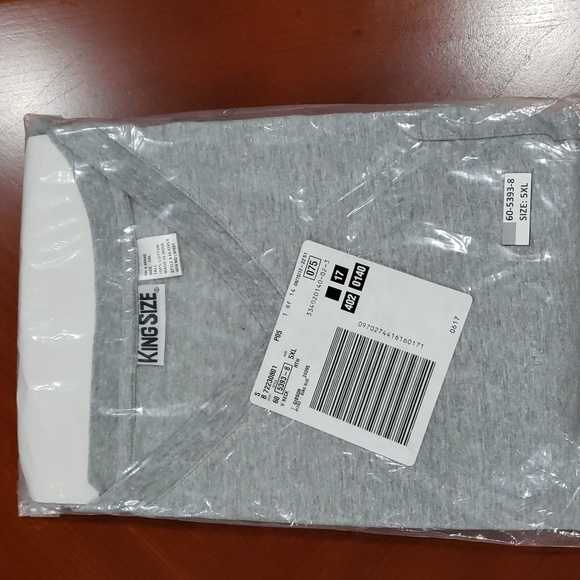KingSize Gray V-Neck T-Shirt, Long Sleeve. Big & Tall - Picture 1 of 4